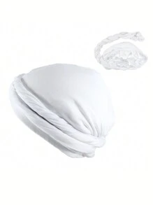 1 件装男士头巾帽丝滑缎面衬里头带扭纹帽带缎面衬里头带男女时尚男士嘻哈帽头带头巾睡帽睡帽 - A - 查看 16