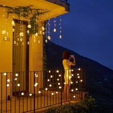 LED Wishing Ball String Light Battery-Powered (No Battery)/USB Powered 118.11 Inch 12 Wishing Balls Hanging Down, Wall-Mounted Decorative String Light, Suitable For Christmas, Valentine's Day, Family Gatherings, Bedrooms, Parties, Indoor Holiday Decoration - màu ấm - Xem 5