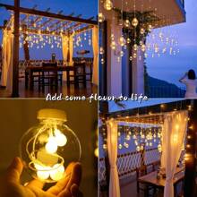 LED Wishing Ball String Light Battery-Powered (No Battery)/USB Powered 118.11 Inch 12 Wishing Balls Hanging Down, Wall-Mounted Decorative String Light, Suitable For Christmas, Valentine's Day, Family Gatherings, Bedrooms, Parties, Indoor Holiday Decoration - màu ấm - Xem 3