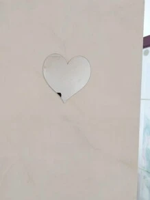 10 piezas de adhesivos en forma de corazón de espejo acrílico plateado, calcomanías de espejo cosmético DIY - Plateado - Ver 7