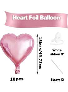 10pcs/Set 18inch Heart Shaped Foil Balloon In Gold, White, Red, Pink, Blue, Cream, Light Gold, Black - Perfect For Birthday Party, Wedding, Valentine's Day, Anniversary, Bridal Shower, New Year Party Decoration, Room Decor, Photo Props - Multicolor - View 24