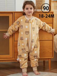 MICHLEY 1件装法兰绒婴儿睡袋，长袖拉链可穿戴睡袋，适合秋冬季男女宝宝，可爱休闲，适合休闲度假的宝宝用品