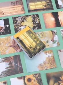 50入組夕陽主題日記材料diy裝飾貼紙 - 黃色 - 查看 13