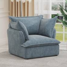Modern Accent Chair For Living Room And Bedroom Comfortable Single Sofa Chair Beige - Blue - View 6