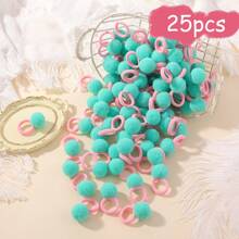 bilicaca 25 件/包 彩色蓬松绒球发带，适合女孩，可爱弹性发饰，适合幼儿女孩，情人节礼物 - 彩色 - 查看 12