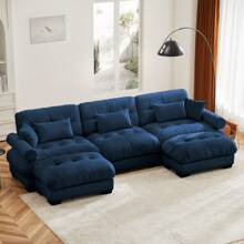 Blue + 2 Ottomans