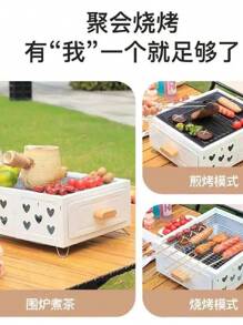 Lò nướng BBQ gia đình, Lò nướng xiên BBQ ngoài trời, Lò nướng thịt trong nhà, Bộ đồ nấu ăn trên lửa trại - màu đen - Xem 4