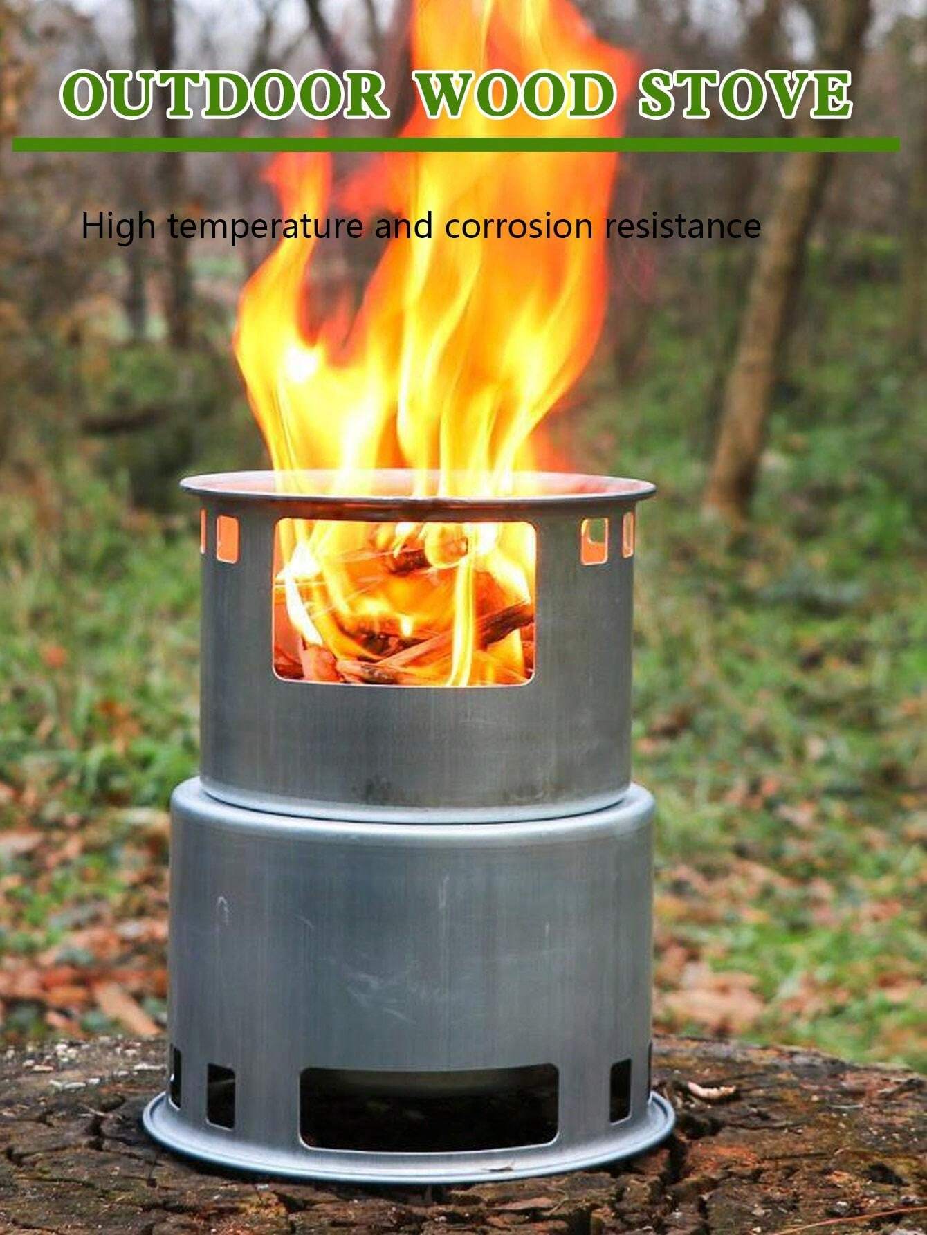 Fornello a legna da campeggio, pieghevole, con finestra visibile e prese d'aria regolabili, stufa a legna portatile per tenda, campeggio, cucina, barbecue, nero, 1 set Fornello a legna da campeggio, pieghevole, con finestra visibile e prese d'aria regolabili, stufa a legna portatile per tenda, campeggio, cucina, barbecue, nero, 1 set