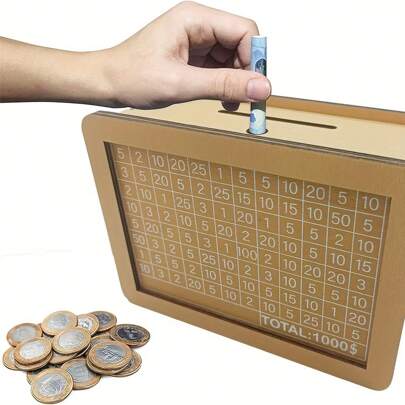 1 pezzo Salvadanaio di legno per banca, salvadanaio di legno con obiettivi e numeri per il conteggio del denaro, la migliore idea regalo per gli amici per raggiungere gli obiettivi di risparmio
