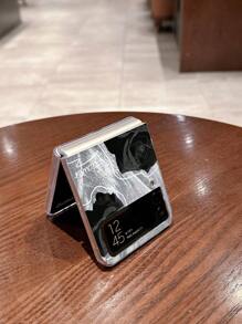 Acrylic Folding Black Rose Design Cell Phone Protective Case Compatible With Galaxy Z Flip3 4 5 6 Waterproof Shockproof Anti-Fall Scratch Resistant - Multicolor - View 5