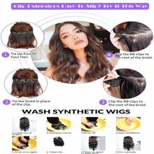 18-30inch Long Wavy Clip-In Hair Extensions, 7pcs/Set Thick Hair Pieces With Invisible Clips, Soft Synthetic Fiber, For Women