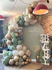 110 Stück, Set mit Ballongirlande in Salbeigrün, beige und goldene Ballons für Hochzeit, Geburtstag, Innenraum, Taufe, Dekoration, Hochzeitsdekoration, Partydekoration, Jahrestags-Dekoration, Bridal-Shower-Dekoration