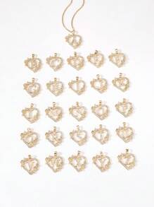 1 件心形花卉字母项链个性化心形花卉 26 个字母吊坠项链适合女孩的生日 - 金色 - 查看 2