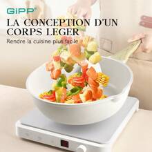 GiPP GiPP Lot de 21 casseroles et poêles avec revêtement antiadhésif en granit, sans PFOA/PFOS, poêle/wok/poêle à griller/poêle à omelette/marmite/faitout pour gaz à induction, blanc