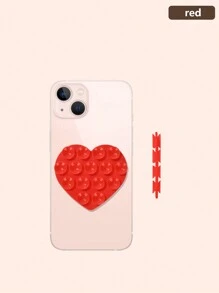 1pc Double-Sided Heart-Shaped Silicone Suction Cup, Washable Phone Silicone Suction Cup, Anti-Slip Fixed Suction Cup Phone Holder Compatible With IPhone, Android Phone, Gift For Birthday, Family, Friends Phone Stand, Phone Accessories