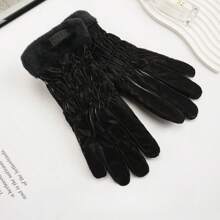 1 Par de guantes de mujer de moda cálidos para otoño e invierno, de material de terciopelo reforzado, que permiten el uso de pantalla táctil, adecuados para ciclismo al aire libre, deportes, escalada de montaña, Navidad y San Valentín, accesorios para fiestas