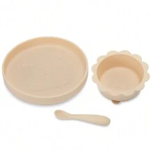 Zestaw 3 szt., miska dla kota, talerzyk i łyżeczka dla kota, silikonowa miska, silikonowy talerzyk i silikonowa łyżeczka, dla dzieci, odporny na ciepło, łatwy w czyszczeniu, nadaje się do mikrofalówki i zmywarki