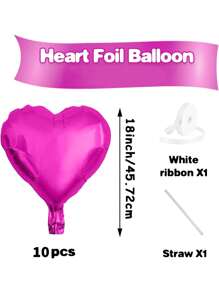 10pcs/Set 18inch Heart Shaped Foil Balloon In Gold, White, Red, Pink, Blue, Cream, Light Gold, Black - Perfect For Birthday Party, Wedding, Valentine's Day, Anniversary, Bridal Shower, New Year Party Decoration, Room Decor, Photo Props - Multicolor - View 16