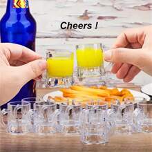 2/9/15 件迷你啤酒杯套装带手柄 - 1 盎司可重复使用的塑料小酒杯，适用于威士忌、龙舌兰酒等 - 非常适合啤酒节、烧烤、家庭聚会和酒吧 - 彩色 - 查看 2