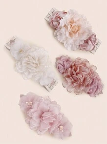 1pc Delicate Organza Fabric Flower Decor Baby Hair Band For Festivals - White - View 1