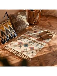 1PC Nordic Tassel Knit Rug Carpet Small Rug 60x90cm Bedroom Kitchen Rugs Living Room Washable Mat Boho Retro Home Decoration - Multicolor - View 8