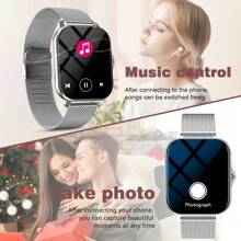 MixtataDi Smart Watch,Multifunctional Sports Smartwatch, Wireless Calls/Wireless Music, Message Notification,Customizable Watch Faces, Multiple Sports Modes, Compatible With Android,Unisexo - Golden-two Straps - View 4