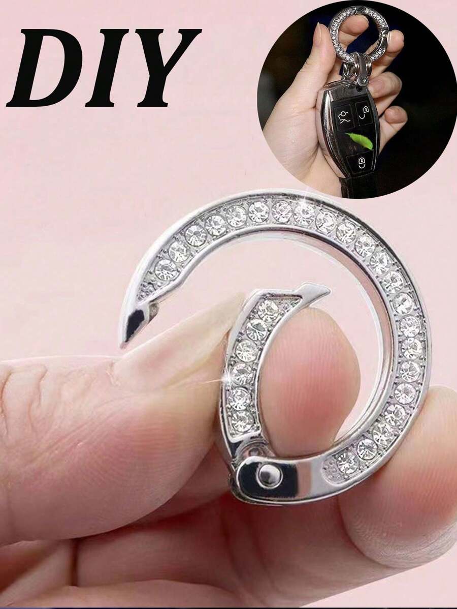 1/2set Bling Bling Rhinestones Car Keychain, Carabiner, Keychain, Key Ring, Charm Chain, Charm Ring, Crystal Car Keychains For Women Girl Sparkly Rhinestones Key Chain Circle Decorative Key Ring Key Hook System Universal Car Bling Accessories Key Fob - Multicolor - View 1