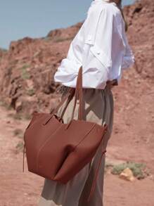 Tote Bag Cyme Large Capacity Shopping Bag High Quality Shoulder Bag - White - View 4