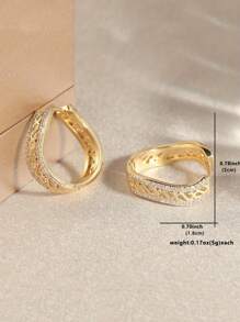 Hoa tai Zirconia tổng hợp thiết kế rỗng sáng tạo theo phong cách cổ điển, trang sức sang trọng và thanh lịch dành cho phụ nữ, phụ kiện tiệc tùng hàng ngày - Vàng - Xem 7