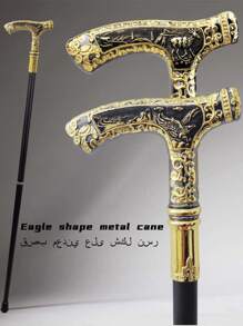 1 件双色 T 形白羊座和鹰星座金箔图案可拆卸优雅金属绅士手杖，适合日常、节日礼物、万圣节角色扮演和舞台表演返校万圣节配饰 - 彩色 - 查看 3