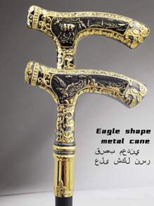 1 件双色 T 形白羊座和鹰星座金箔图案可拆卸优雅金属绅士手杖，适合日常、节日礼物、万圣节角色扮演和舞台表演返校万圣节配饰 - 彩色 - 查看 2