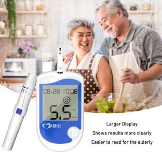 Professional Blood Glucose Monitor Kit, Blood Glucose Monitor Kit Large Display 50 Strips 50 Lancets Blood Sugar Test Kit With Lancing Device, Storage Bag For Home - Large Clear Display, Stable And Sensitive, Easy To Use