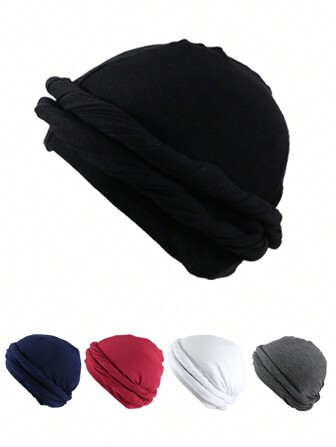 1pc Men's Turban Hat Silky Satin Lined Headband Twist Cap With Satin Lining Headband For Men Women Fashion Male Hip Hop Caps Headband Headwr Sleeping Bonnet Sleep Cap