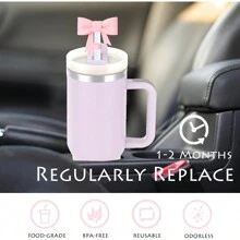 2 Stücke/1 Stück Strohhalm-Abdeckungen mit Schleife, Kappenaufsätze, lebensmittelechtes Silikonmaterial, kompatibel mit Bechern mit 30 und 40 oz, wiederverwendbarer Strohhalm-Aufsatz mit Schleife, Strohhalm-Spitzenschutz, Silikon-Strohhalm-Aufsatz, passend für die meisten Becher-Strohhalm-Kappen, kann als Geschenk an Freunde gegeben werden, zum Valentinstag, Muttertag, zu Weihnachten - Verschiedenfarbig - Übersicht 7