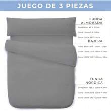 Funda Nórdica (Lisa), Set Completo 3 Piezas: Funda, Bajera Ajustable y Almohada