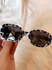 1pc European And American Style Black Frame Cow Print Fashion Glasses - Multicolor - View 5