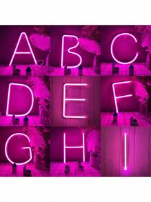 1pc Pink 26 Letter Neon Light With Stand DIY Name Sign Wedding Party Alphabet Number LED Night Lamp For Bar Advertising Logo Decor