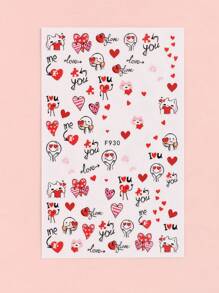 Sweet Galentine's Day Nail Art Set 3D Sweetheart Love Couple, Romantic Line Letter Cartoon Sliders, Perfect DIY Nail Stickers For Bestie, Girlfriend Gifts Back To School 3pcs