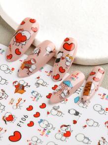 Sweet Galentine's Day Nail Art Set 3D Sweetheart Love Couple, Romantic Line Letter Cartoon Sliders, Perfect DIY Nail Stickers For Bestie, Girlfriend Gifts Back To School 3pcs