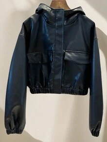 新款女士时尚长袖短款夹克外套宽松长袖