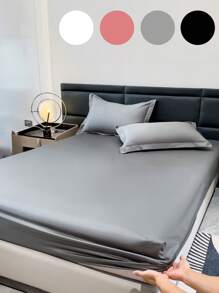 1件纯色床单，床上用品套装，含床笠和床垫套，柔软舒适，亲肤材质，简约风格，适用于单人床/双人床/大号床，可机洗，是复活节、独立日、节日送礼的理想之选。 - 灰色 - 查看 11