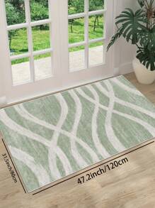 1 Piece Of Faux Cashmere Living Room Carpet Printed With Light Green Lines. Suede Delicate, Pleasant To The Touch, Non-Slip Washable Area Rug For Bedroom, Can Be Used In Living Room, Bedroom Bedside Carpet, Door Mat, Room Decoration. Suitable For Different Seasons Of Spring, Summer, Autumn And Winter.