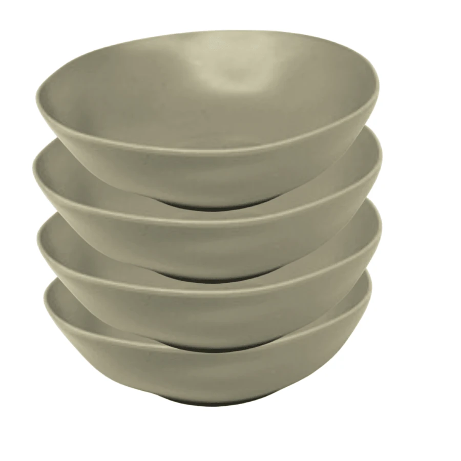 Kit Of 4 Bamboo And PP Bowls Assorted 12cm Compact And Functional For Cakes, Salads And Mixes - Home And Restaurants - Grey - View 1