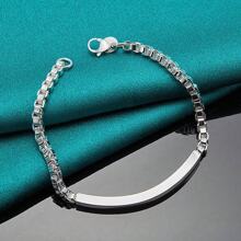 925 Silver Plated 4MM Box Chain Bracelet For Women Men Wedding Engagement Party Fashion Charm High Quality Jewelry - Silver - View 4