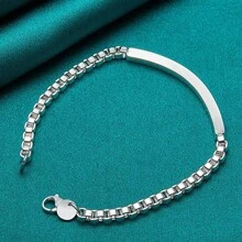 925 Silver Plated 4MM Box Chain Bracelet For Women Men Wedding Engagement Party Fashion Charm High Quality Jewelry - Silver - View 2