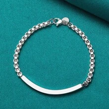 925 Silver Plated 4MM Box Chain Bracelet For Women Men Wedding Engagement Party Fashion Charm High Quality Jewelry - Silver - View 3