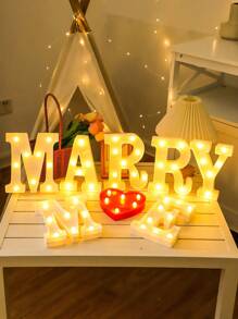 1 Peça Luz de Letra de LED, Cenário de Proposta Romântica Surpresa, Presente de Natal, Decoração Central, Adequado para Decoração de Aniversário/Casamento/Aniversário/Dia dos Namorados/Halloween/Natal/Ano Novo 2025, Presente de Aniversário e Feriado Perfeito para Família, Decoração de Quarto, Decoração de Festa, Branco (Baterias Não Incluídas)