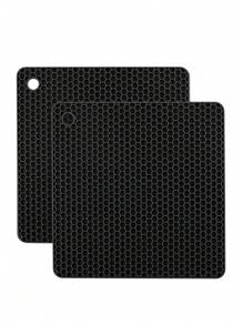 Pack Of 4, Multi-Purpose Silicone Thermal Insulation Pad, Microwave Oven Pad, Kitchen Thermal Pad, Hot Dish Thermal Insulation Pad, Placemat, Suitable For Hot Pot Pots, Bowls, Kitchen Counters, Heat Resistant - Black - View 5