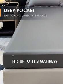 1件纯色床单，床上用品套装，含床笠和床垫套，柔软舒适，亲肤材质，简约风格，适用于单人床/双人床/大号床，可机洗，是复活节、独立日、节日送礼的理想之选。 - 灰色 - 查看 4