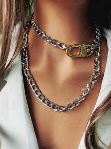 1 pieza Collar de cadena de mujer con hebilla en forma de herradura, sencillo pero elegante, adecuado para usar a diario cuando sales